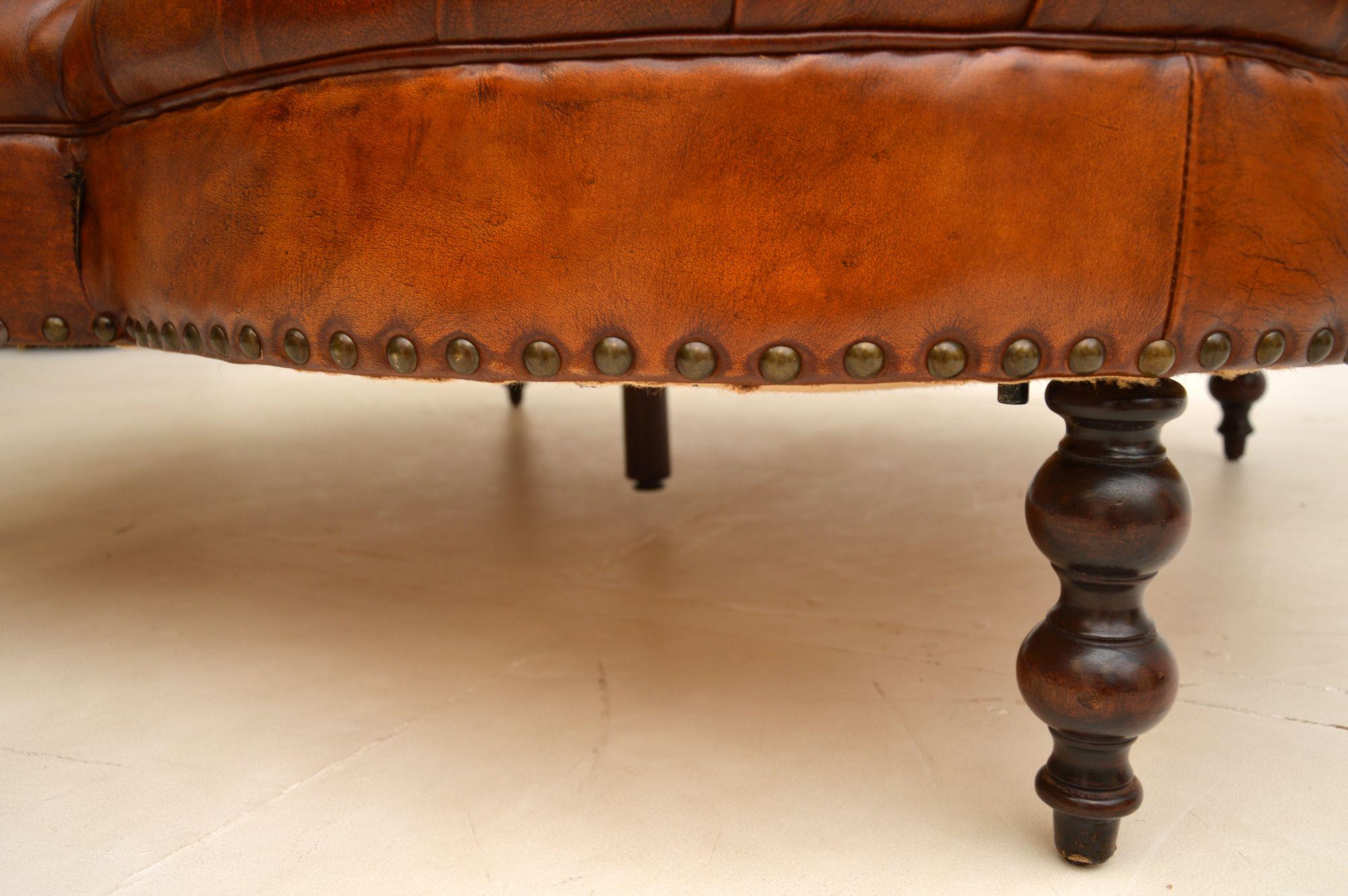 Antique Leather Deep Buttoned Conversation Sofa 1