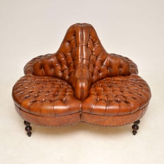 Antique Leather Deep Buttoned Conversation Sofa