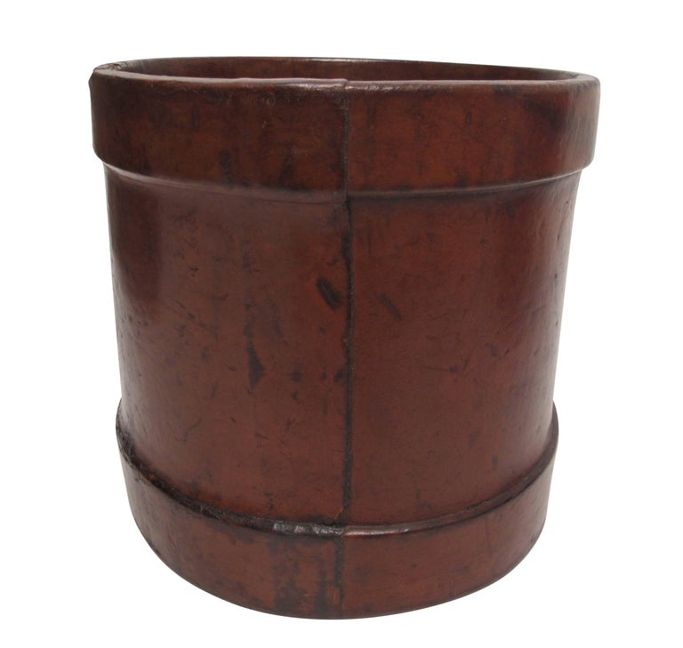 Antique Leather Fire Bucket or Wastebasket, English, 19th Century at