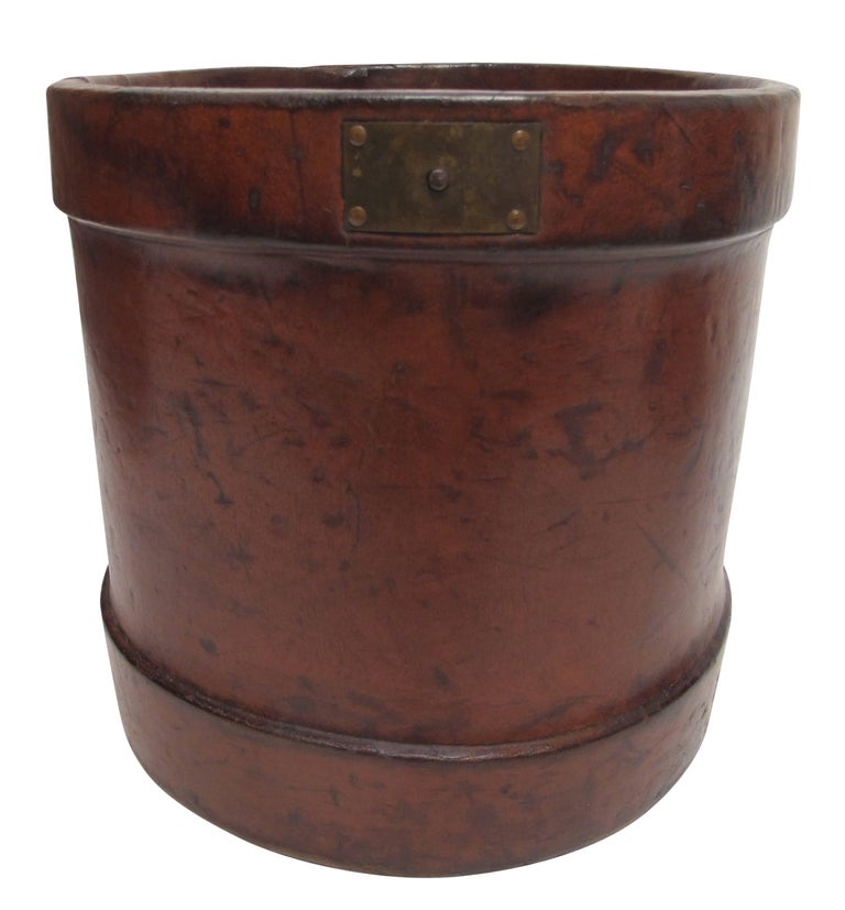 Antique Leather Fire Bucket or Wastebasket, English, 19th Century at