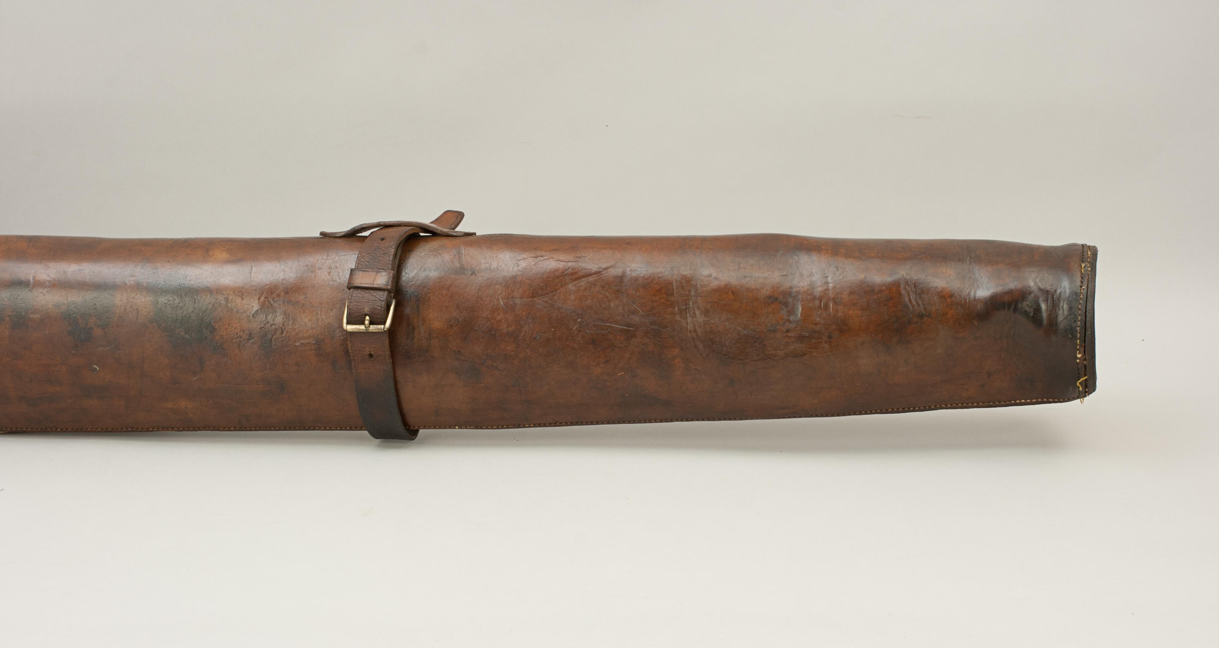 British Antique Leather Fishing Rod Case for Salmon Rods