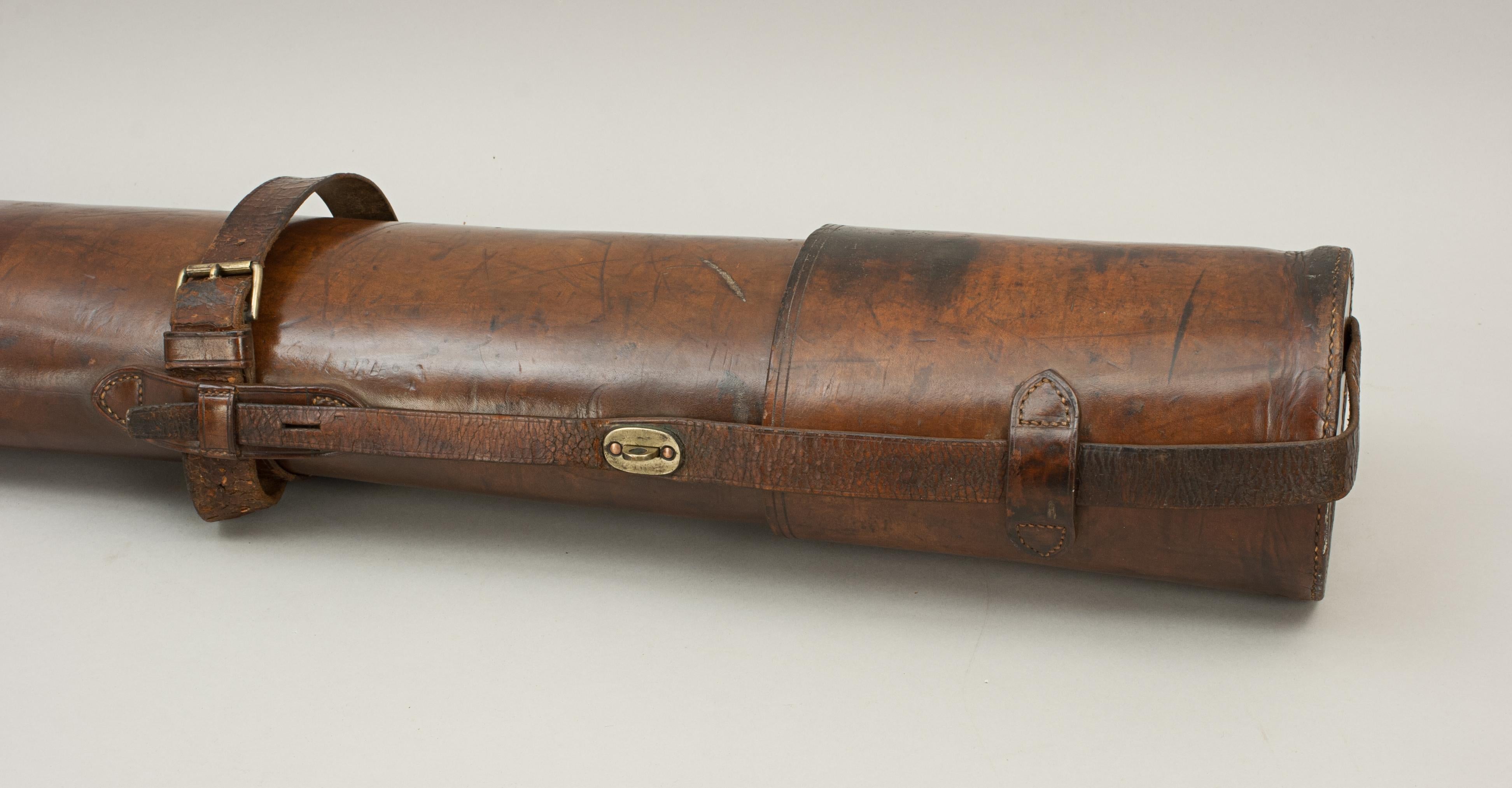 Late 19th Century Antique Leather Fishing Rod Case for Salmon Rods