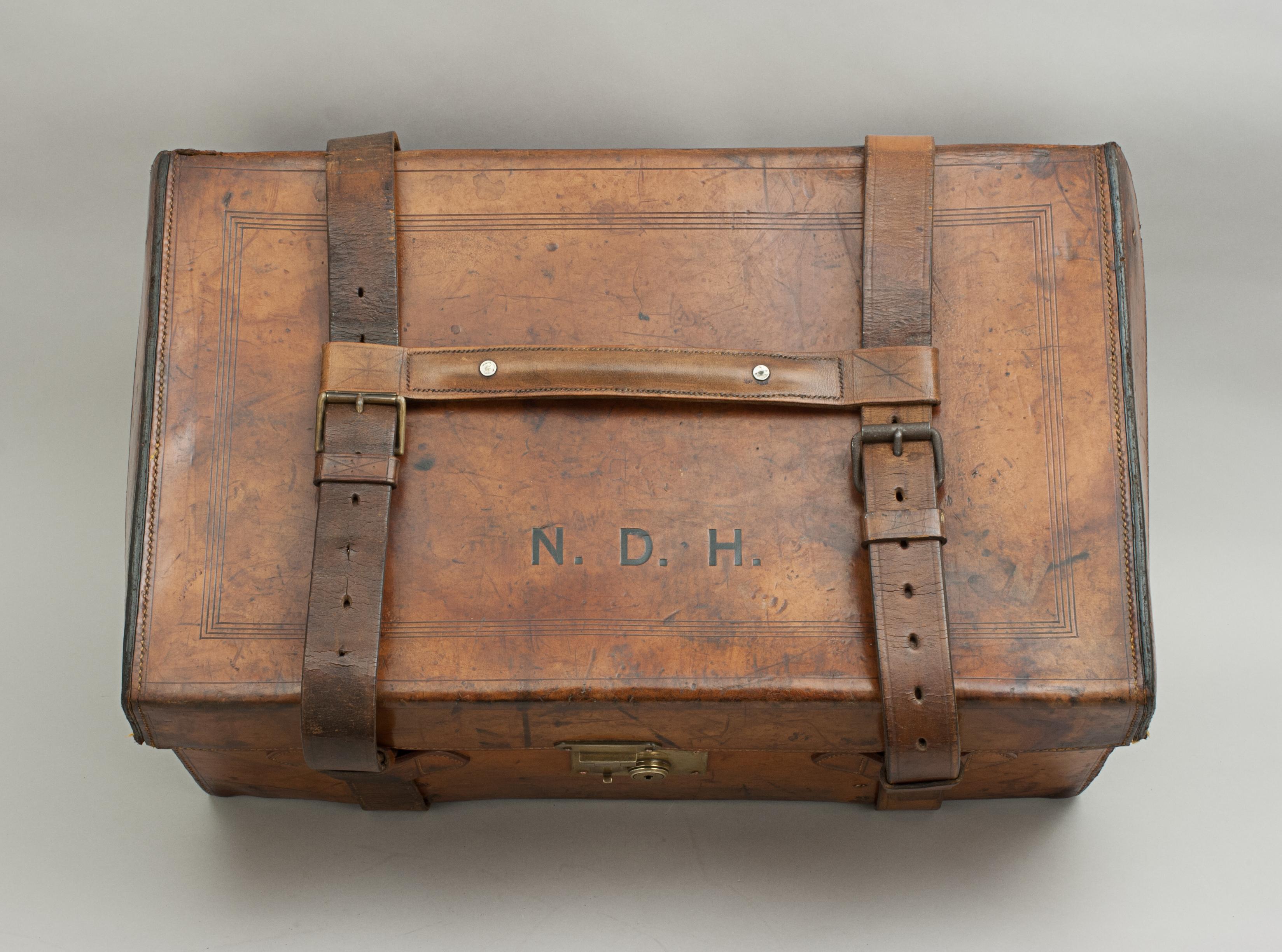 Antique Leather Fishing Trunk by Farlow 5