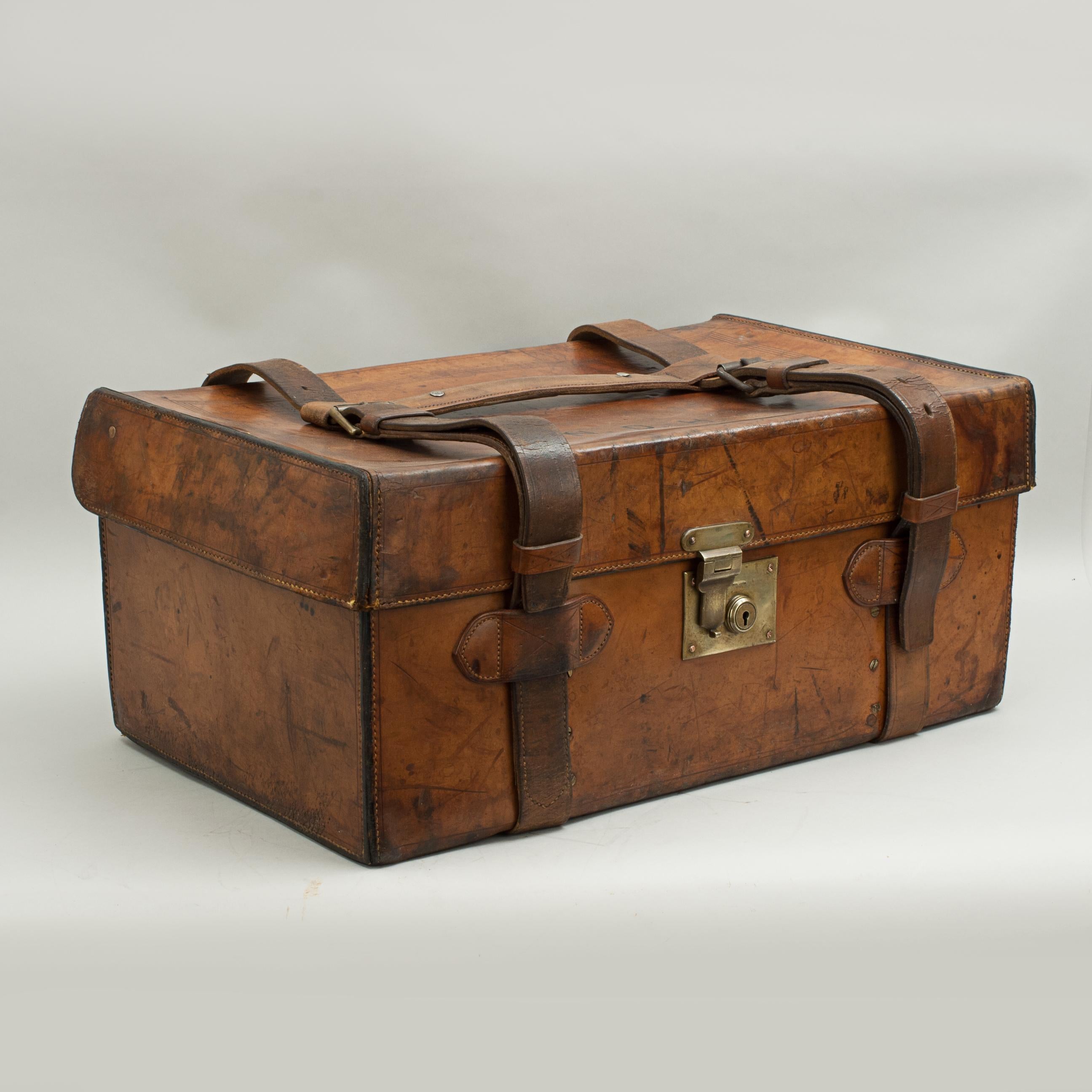 Antique Leather Fishing Trunk by Farlow 6