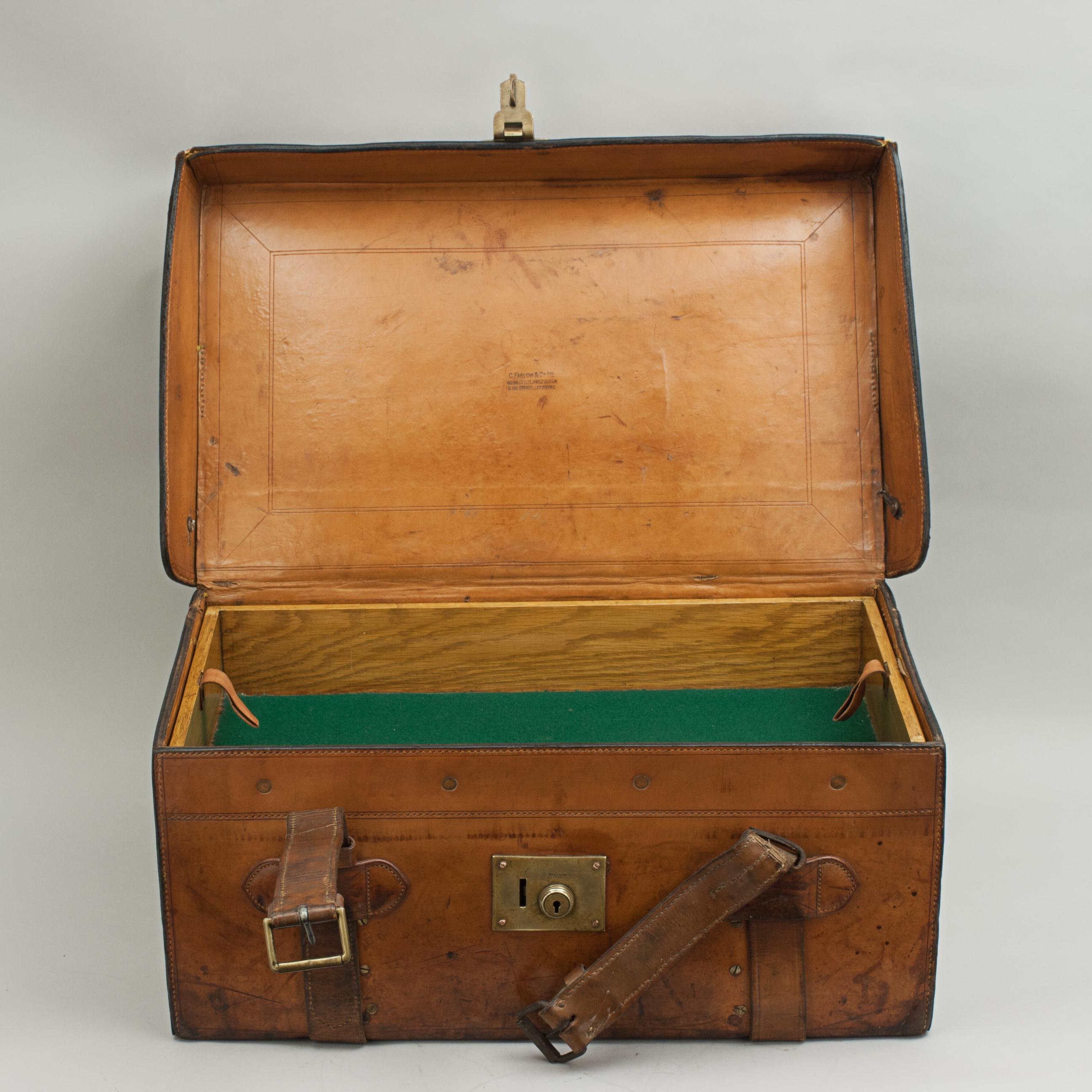 Victorian Antique Leather Fishing Trunk by Farlow