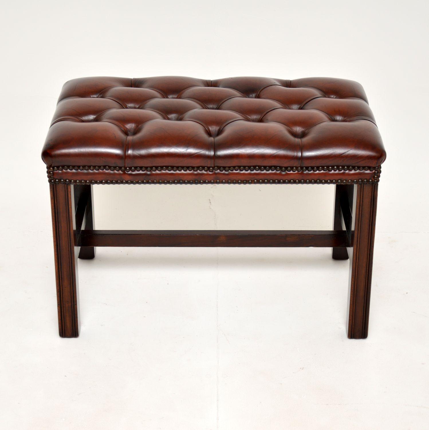 Chippendale Antique Leather Foot Stool