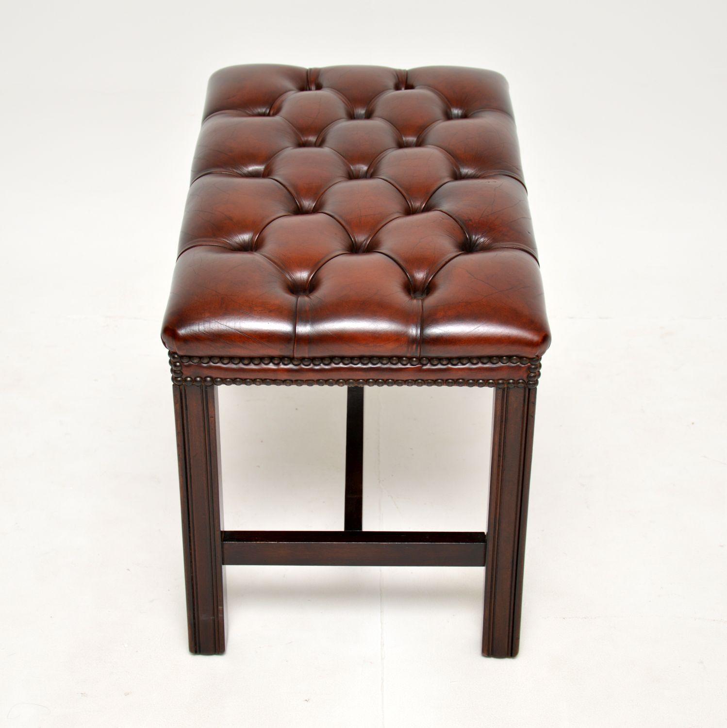 Antique Leather Foot Stool at 1stDibs