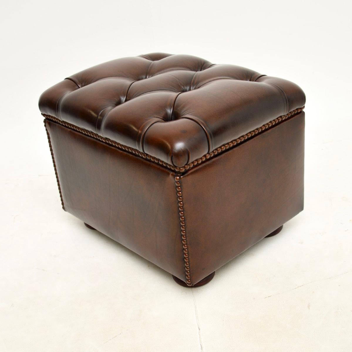 Victorian Antique Leather Foot Stool / Ottoman For Sale