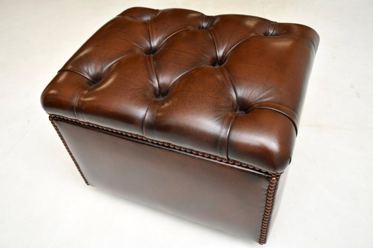Antique Leather Foot Stool / Ottoman For Sale 1
