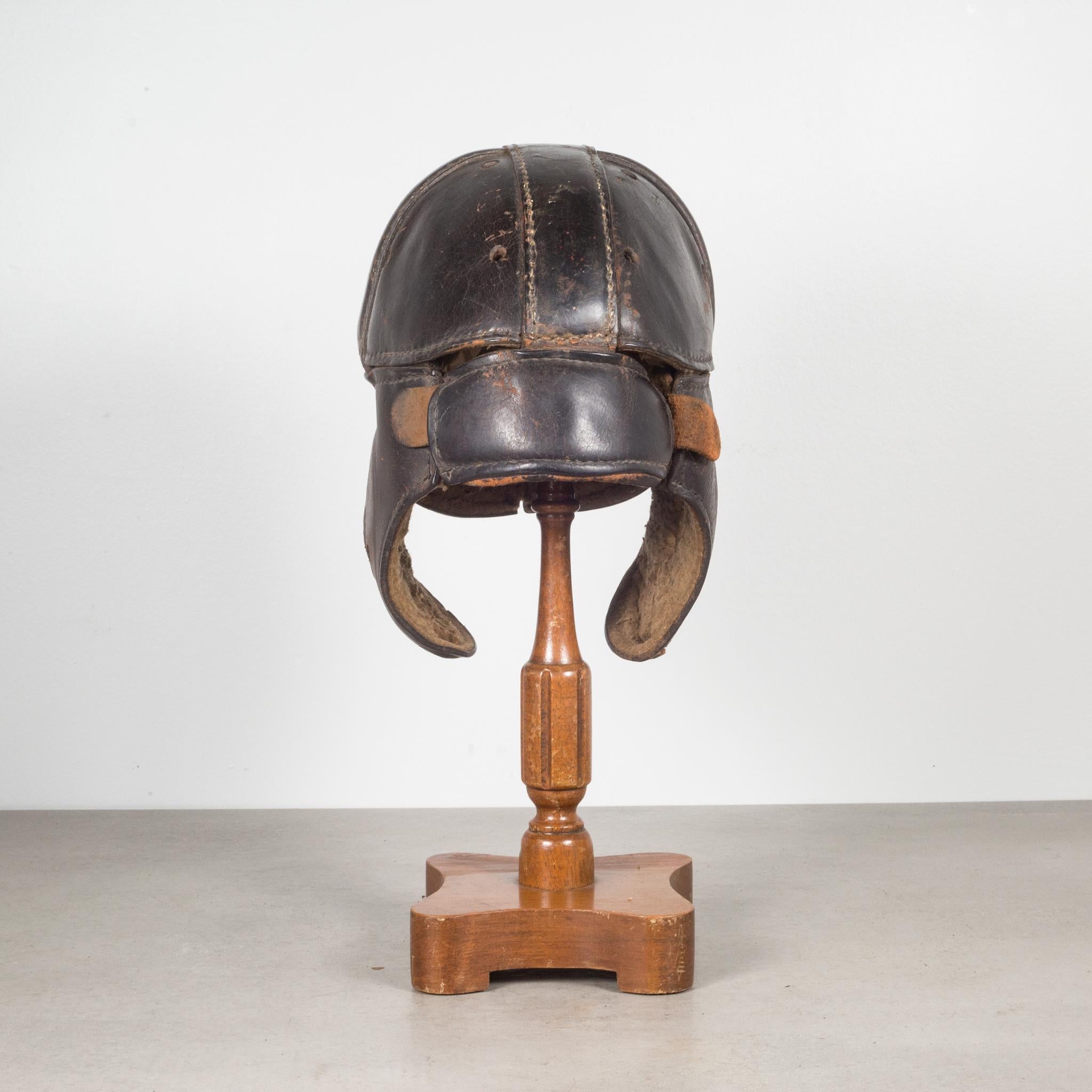 About

An original antique leather football helmet on wooden hat stand. The piece has retained its original finish and is in good condition with appropriate patina for its age.

Creator: Unknown.
Date of manufacture: c.1900-1920.
Materials and