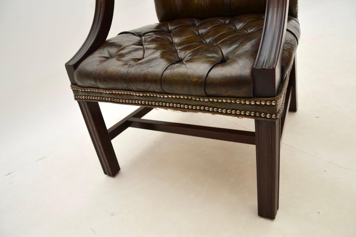 Antique Leather Gainsborough Armchair For Sale 4