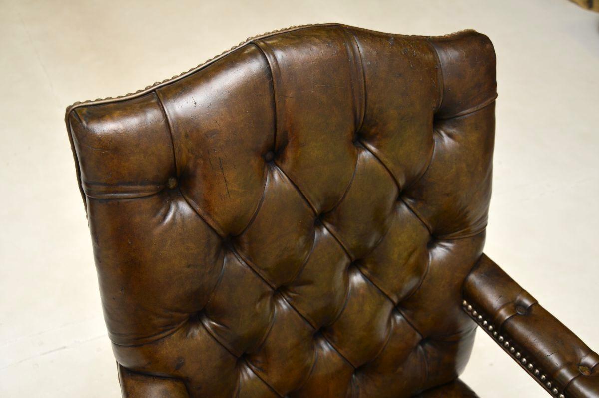 Antique Leather Gainsborough Armchair For Sale 1