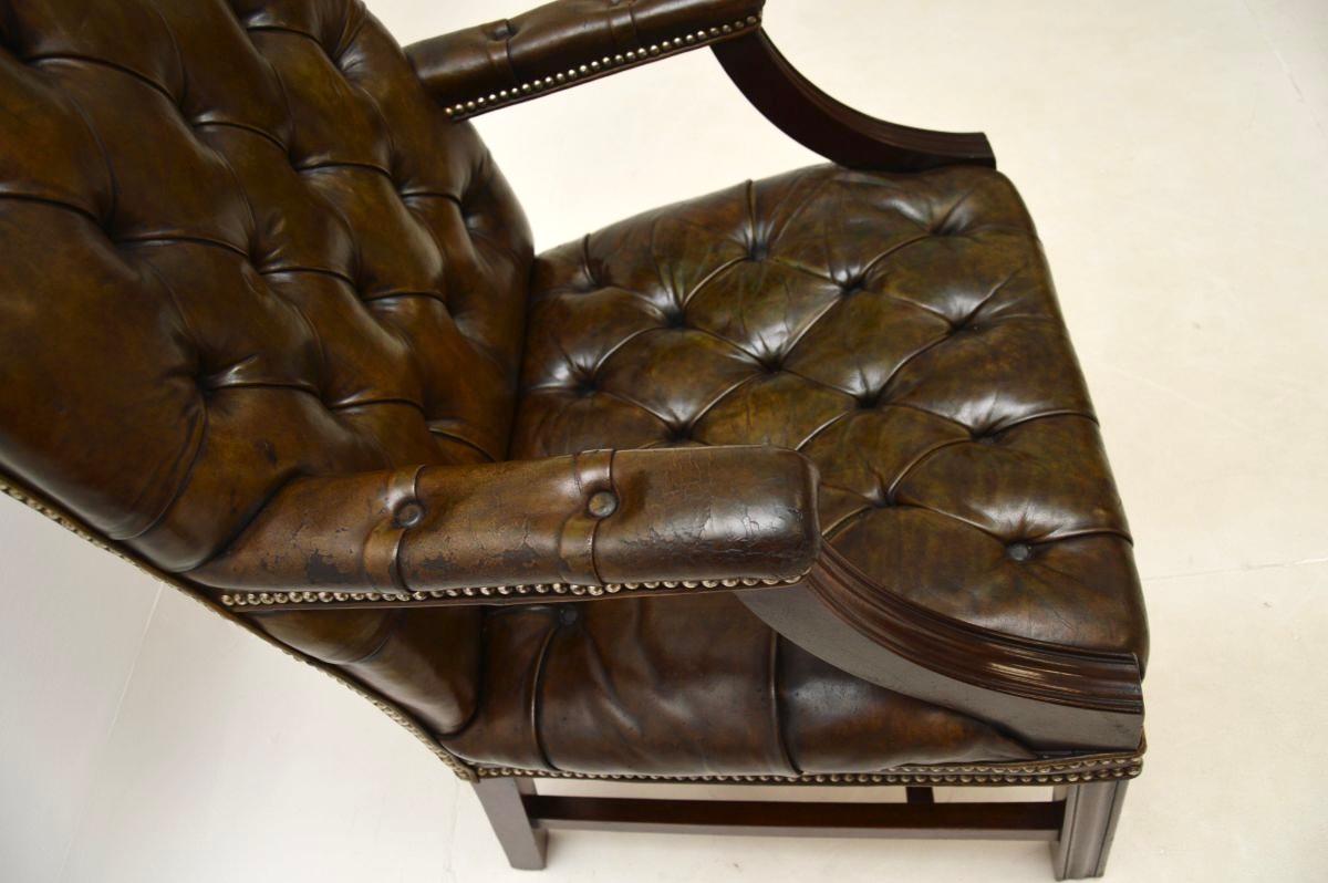 Antique Leather Gainsborough Armchair For Sale 2