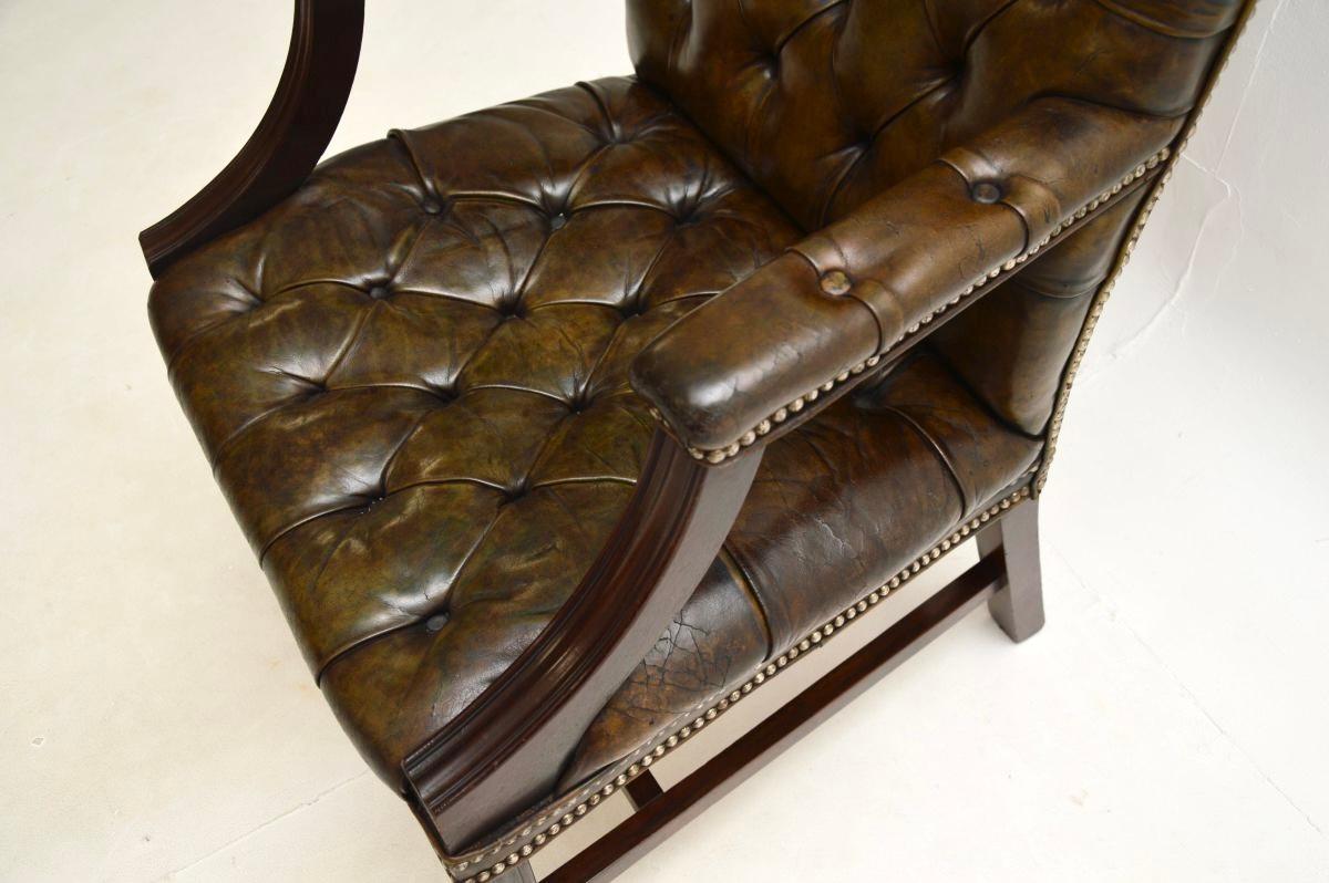 Antique Leather Gainsborough Armchair For Sale 3