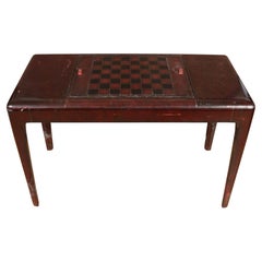 Antique Leather Games Table Backgammon or Chess