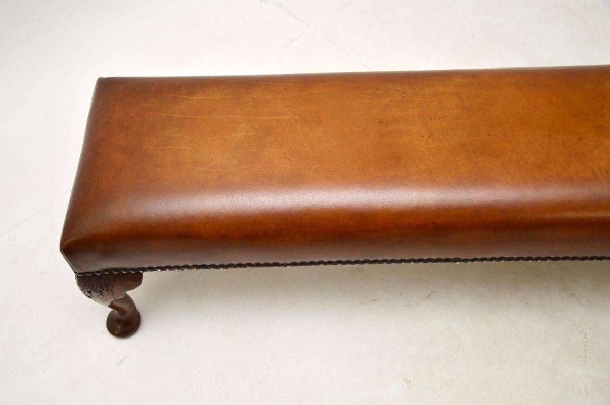 Antique Leather Georgian Style Foot Stool In Good Condition For Sale In London, GB