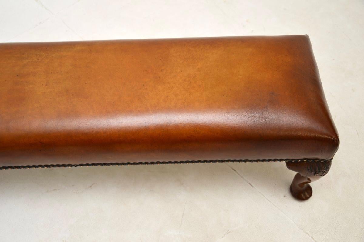 Early 20th Century Antique Leather Georgian Style Foot Stool For Sale