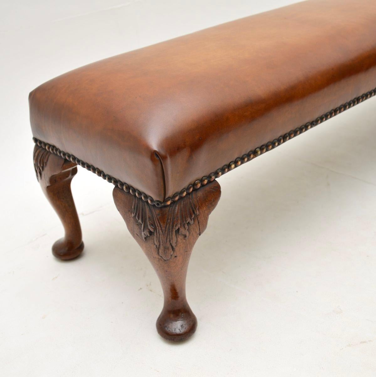 Antique Leather Georgian Style Foot Stool For Sale 1