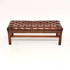 Antique Leather Georgian Style Stool / Bench