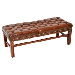 Antique Leather Georgian Style Stool / Bench Antique Leather Georgian Style Stool / Bench