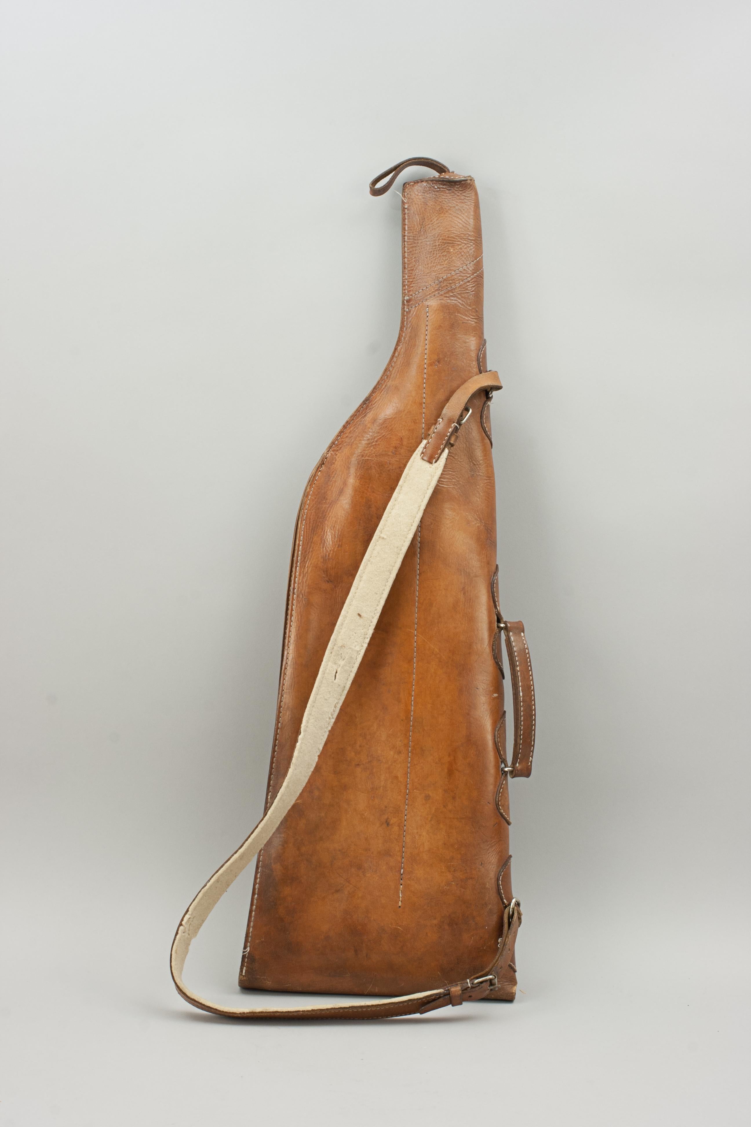 British Antique Leather Gun Case, Leg of Mutton