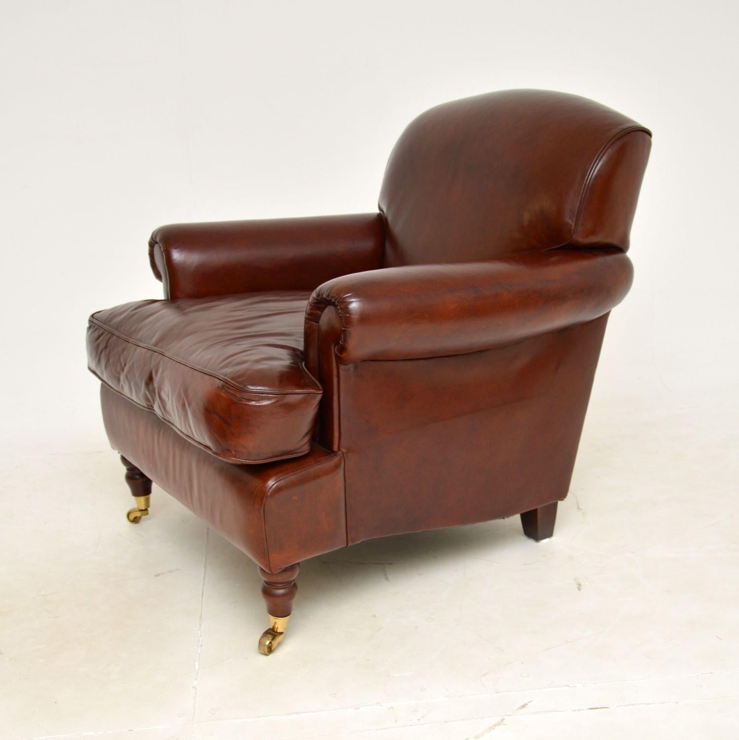 Victorian Antique Leather Howard Style Armchair by Laura Ashley