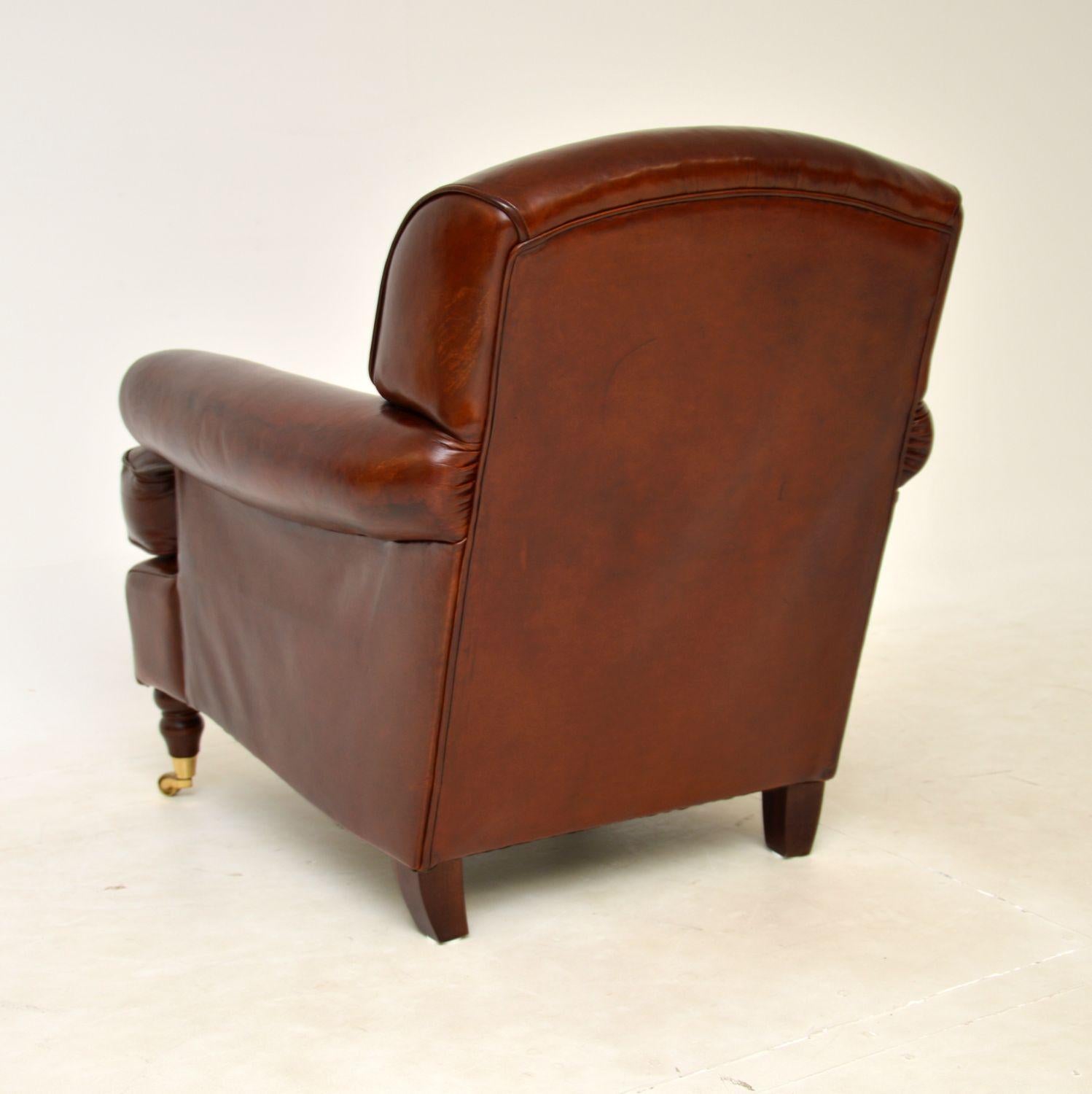 British Antique Leather Howard Style Armchair by Laura Ashley