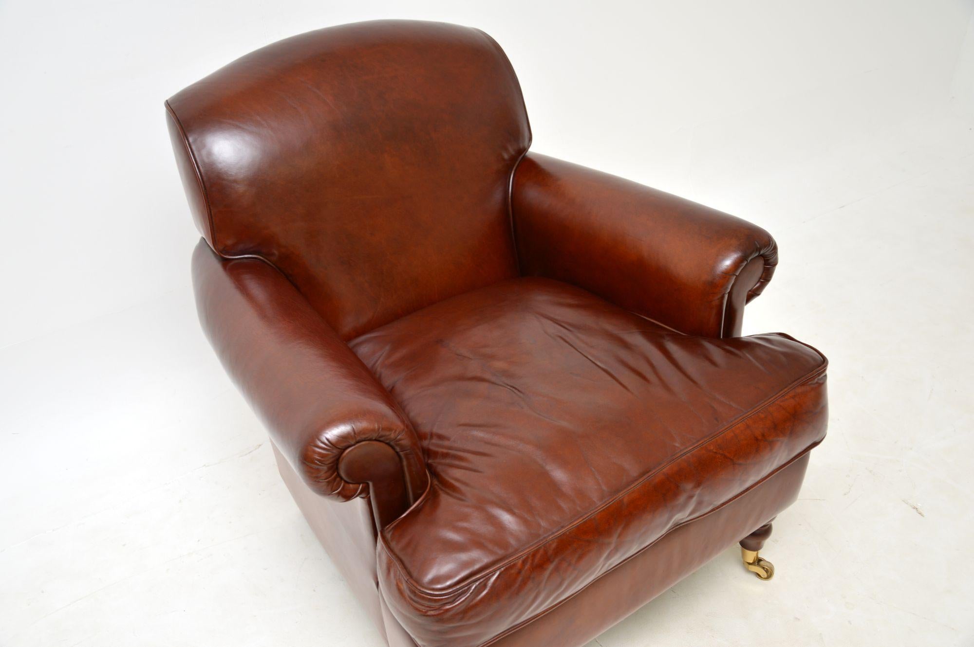 Late 20th Century Antique Leather Howard Style Armchair by Laura Ashley