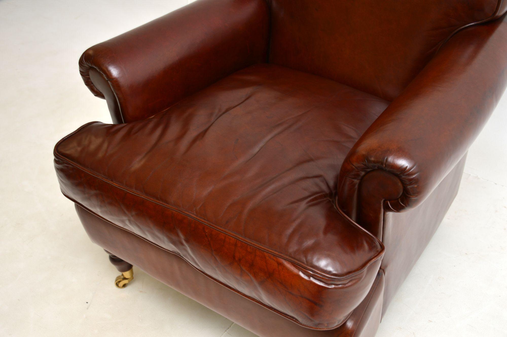 Antique Leather Howard Style Armchair by Laura Ashley 1