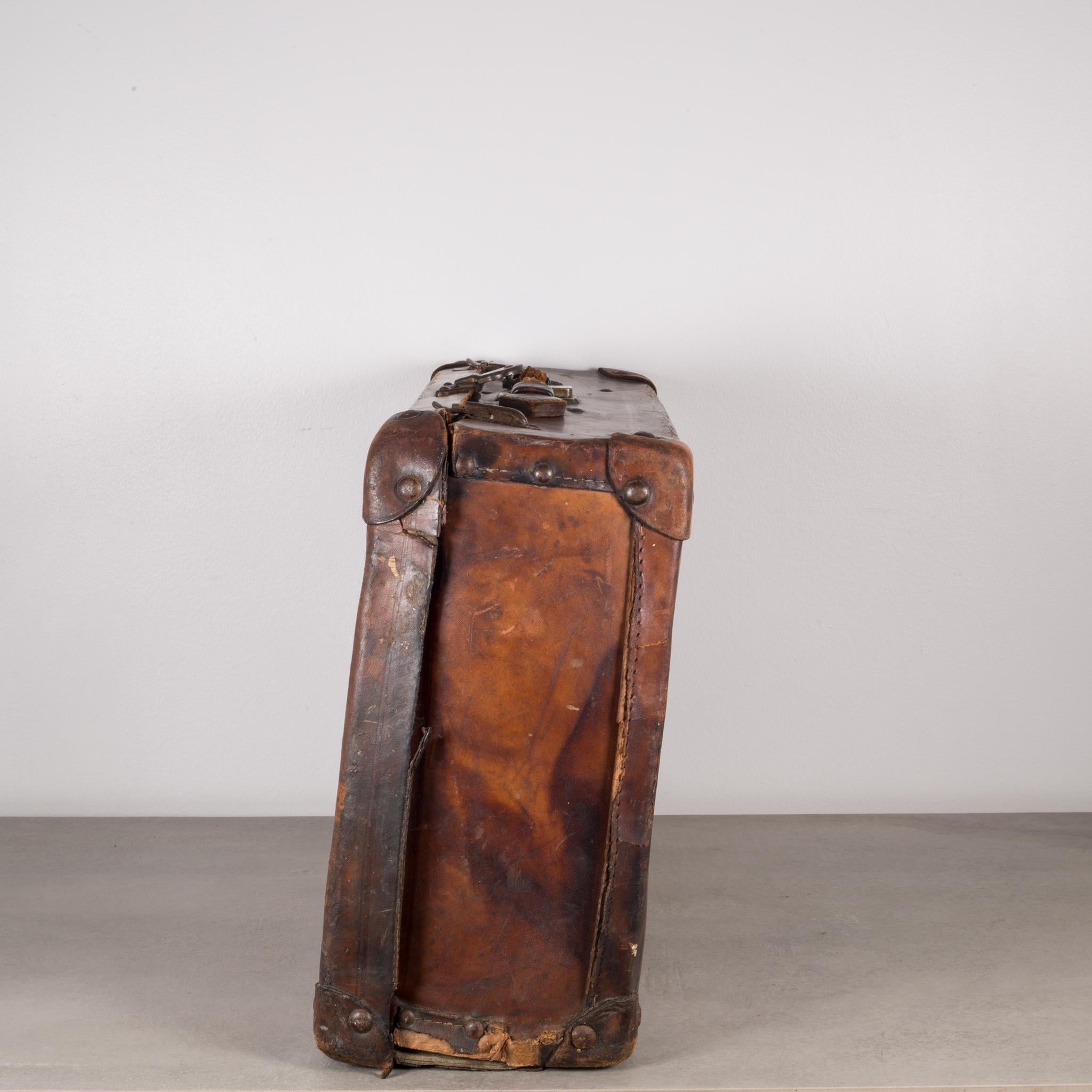 Antique Leather Luggage, circa 1940s In Good Condition In San Francisco, CA