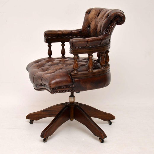 Antique Leather And Mahogany Desk Chair At 1stdibs