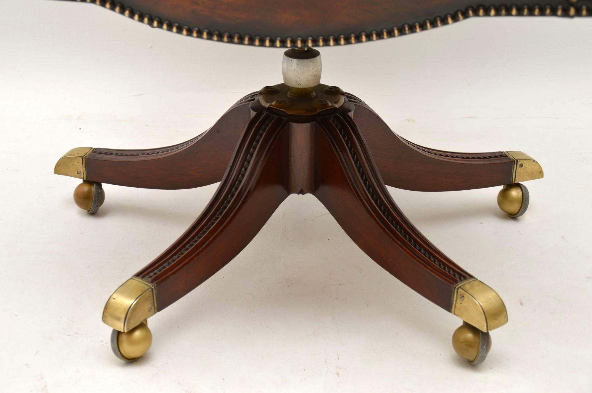 Antique Leather and Mahogany Swivel Desk Chair 1