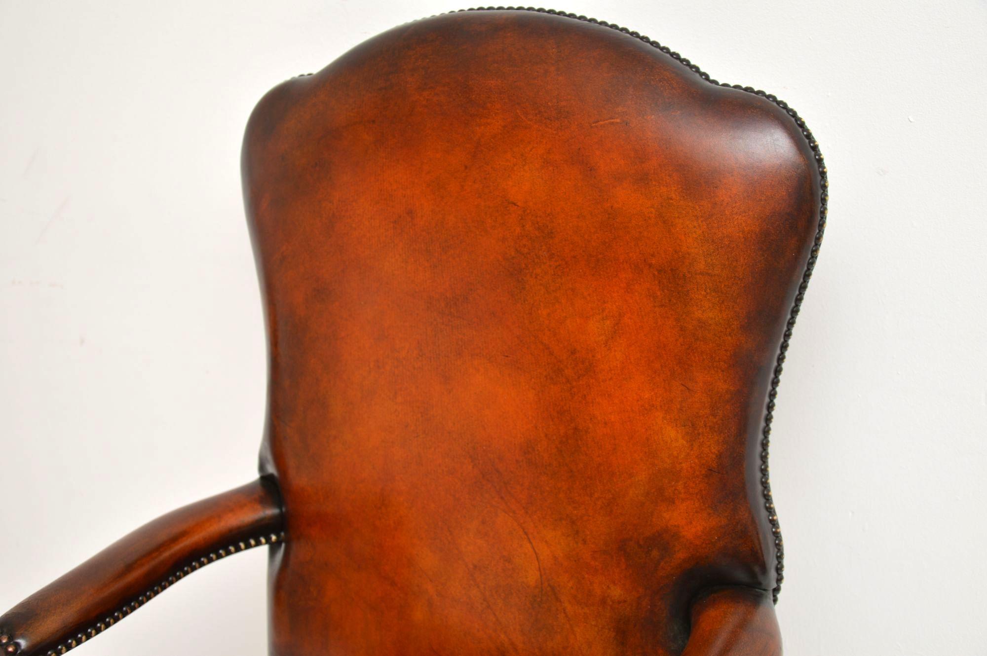 Antique Leather and Mahogany Swivel Desk Chair 2