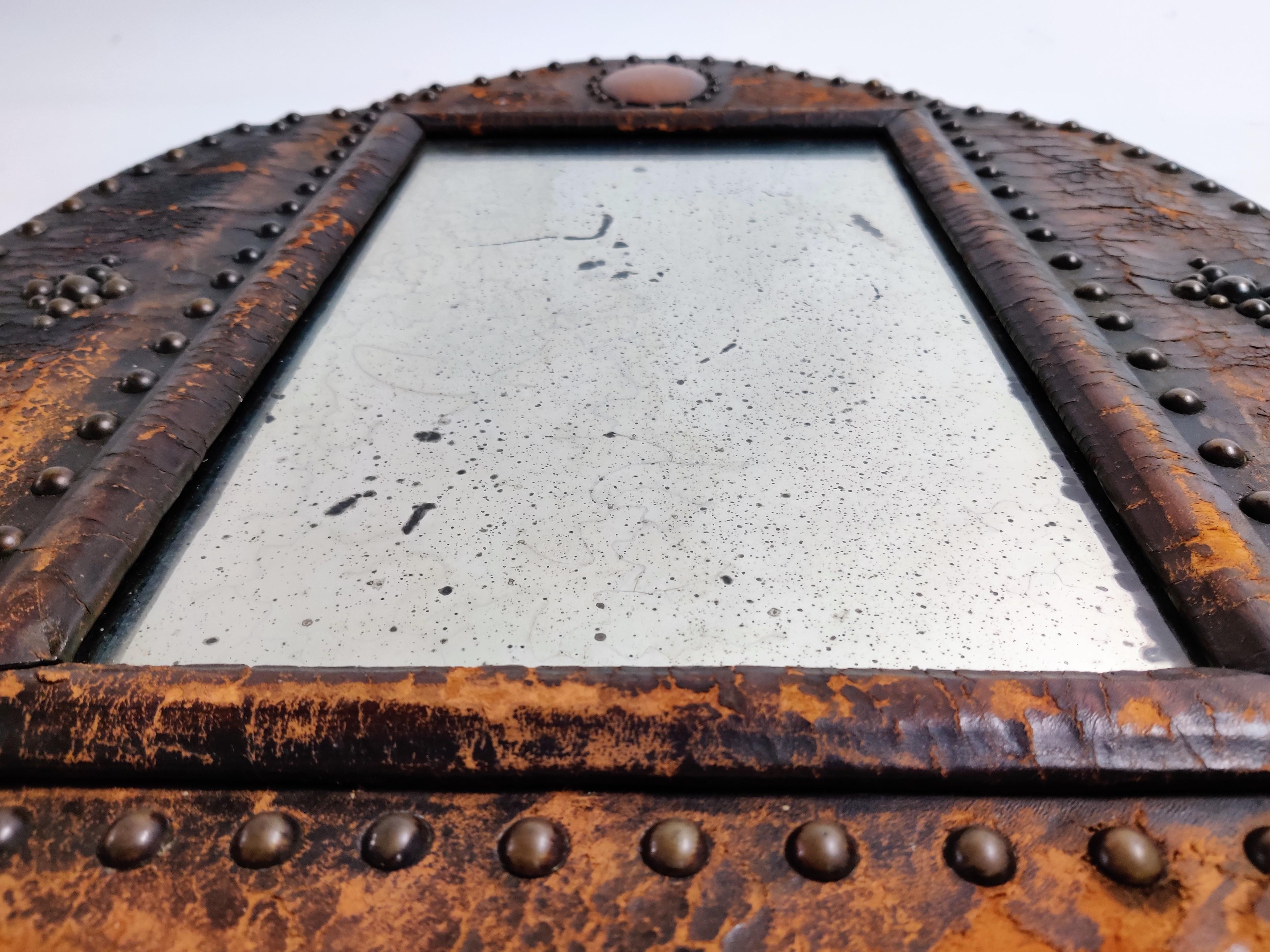 Antique Leather Mirror 1