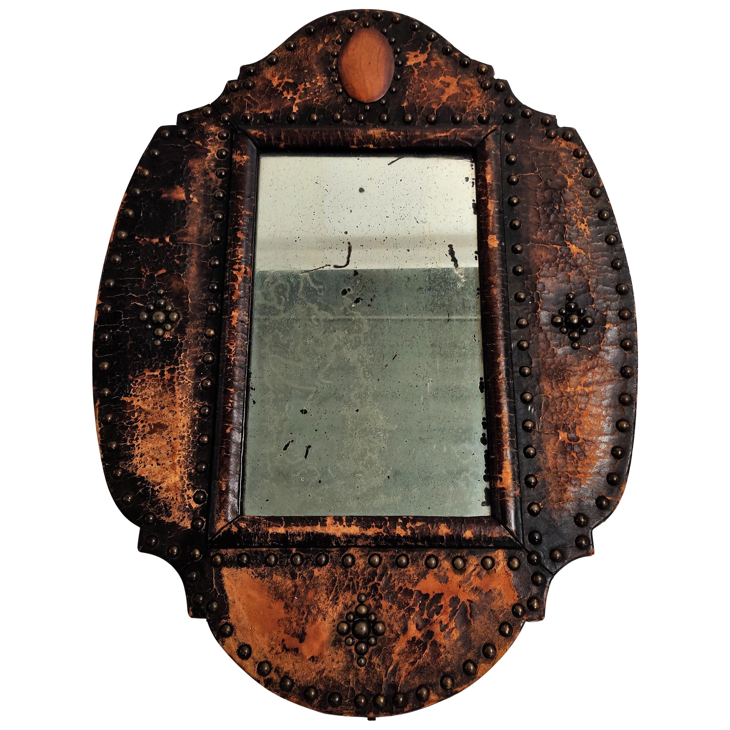 Antique Leather Mirror