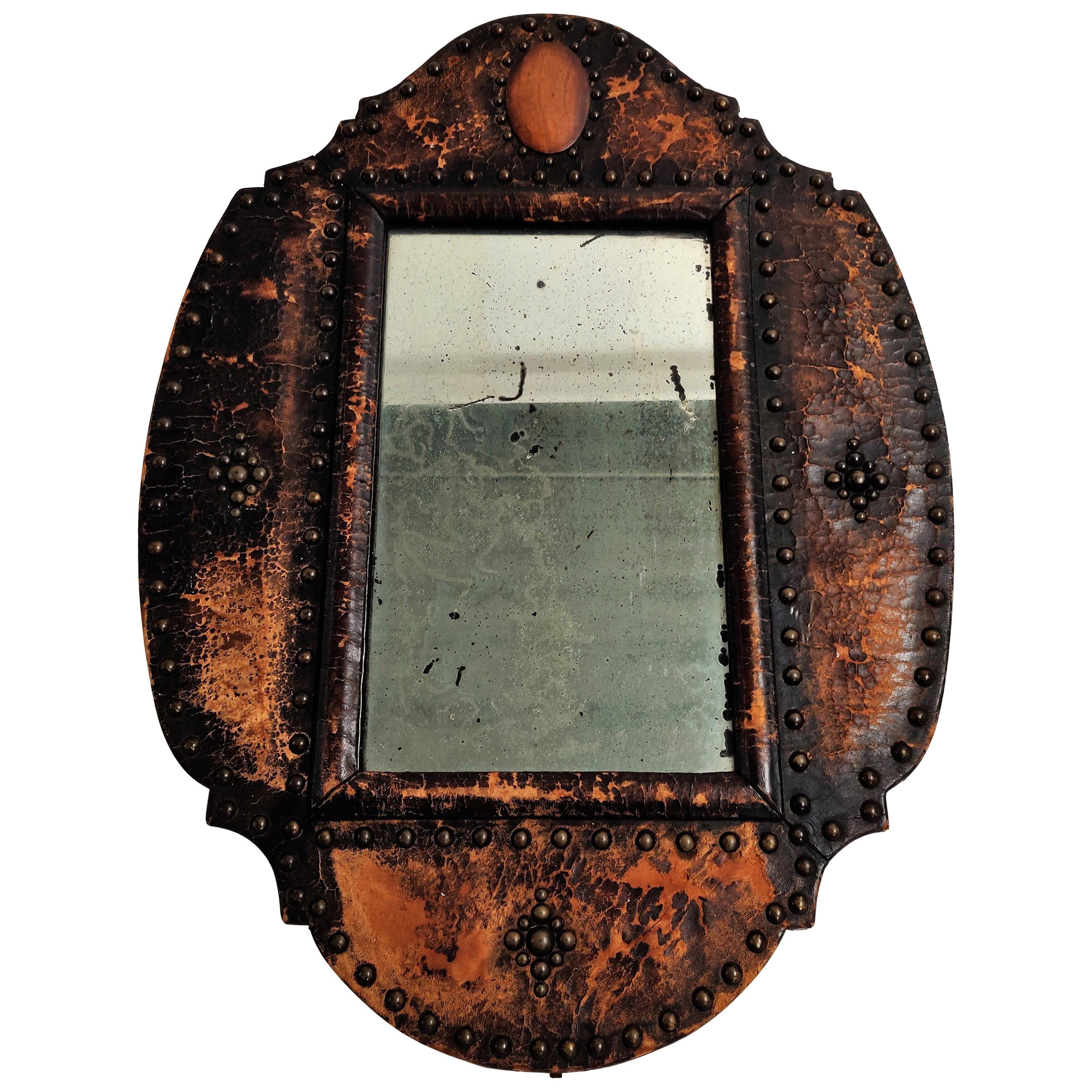 Antique Leather Mirror