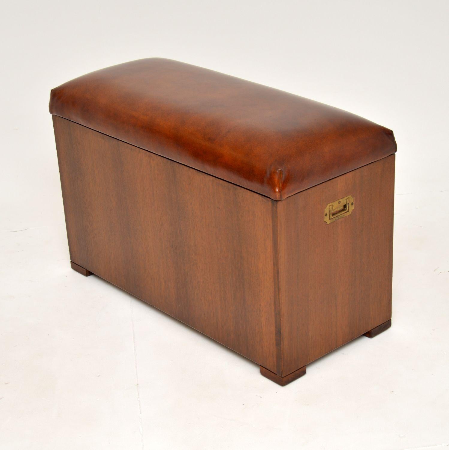 English Antique Leather Ottoman Trunk