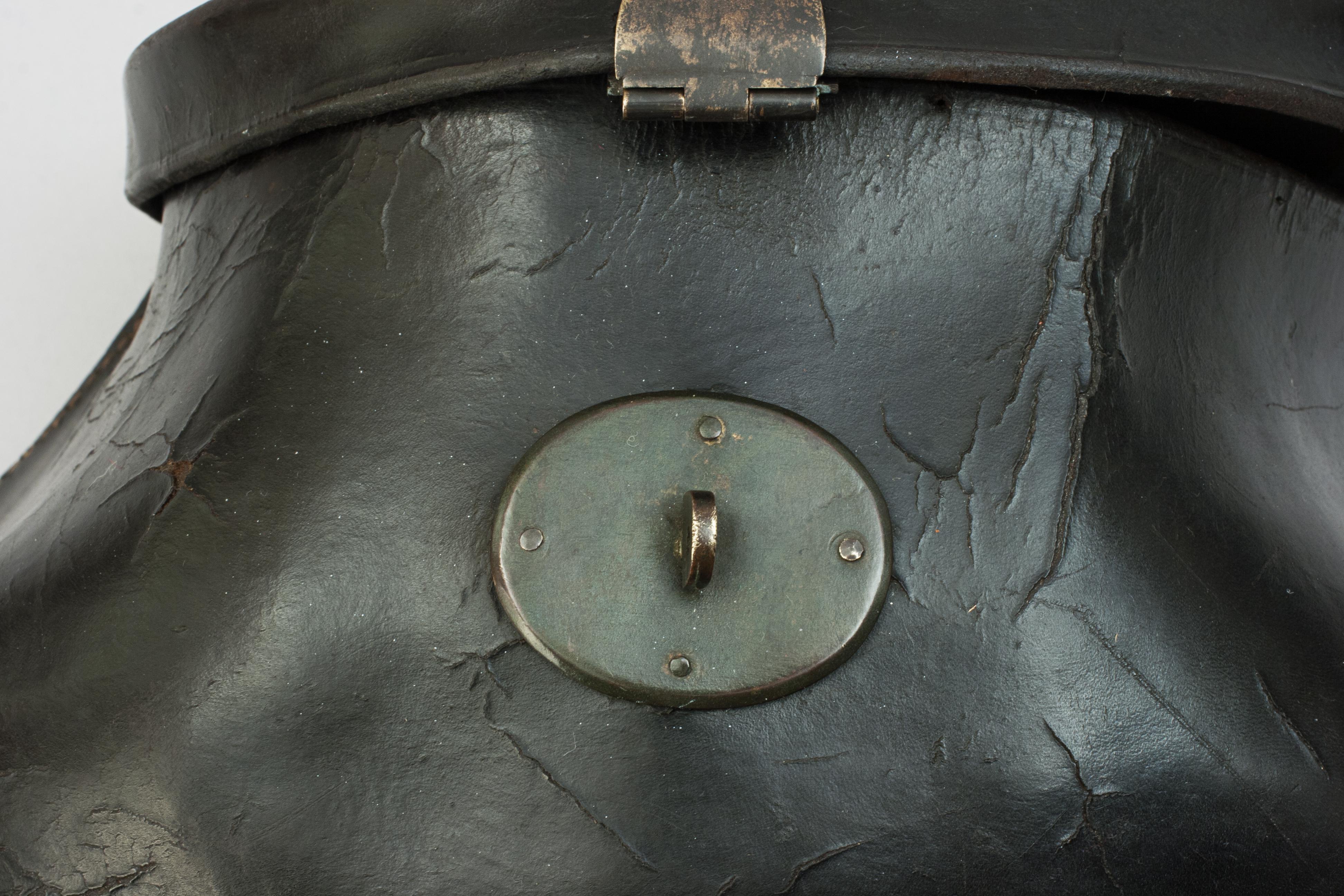 Antique Leather Pot Bellie Fishing Creel For Sale 3