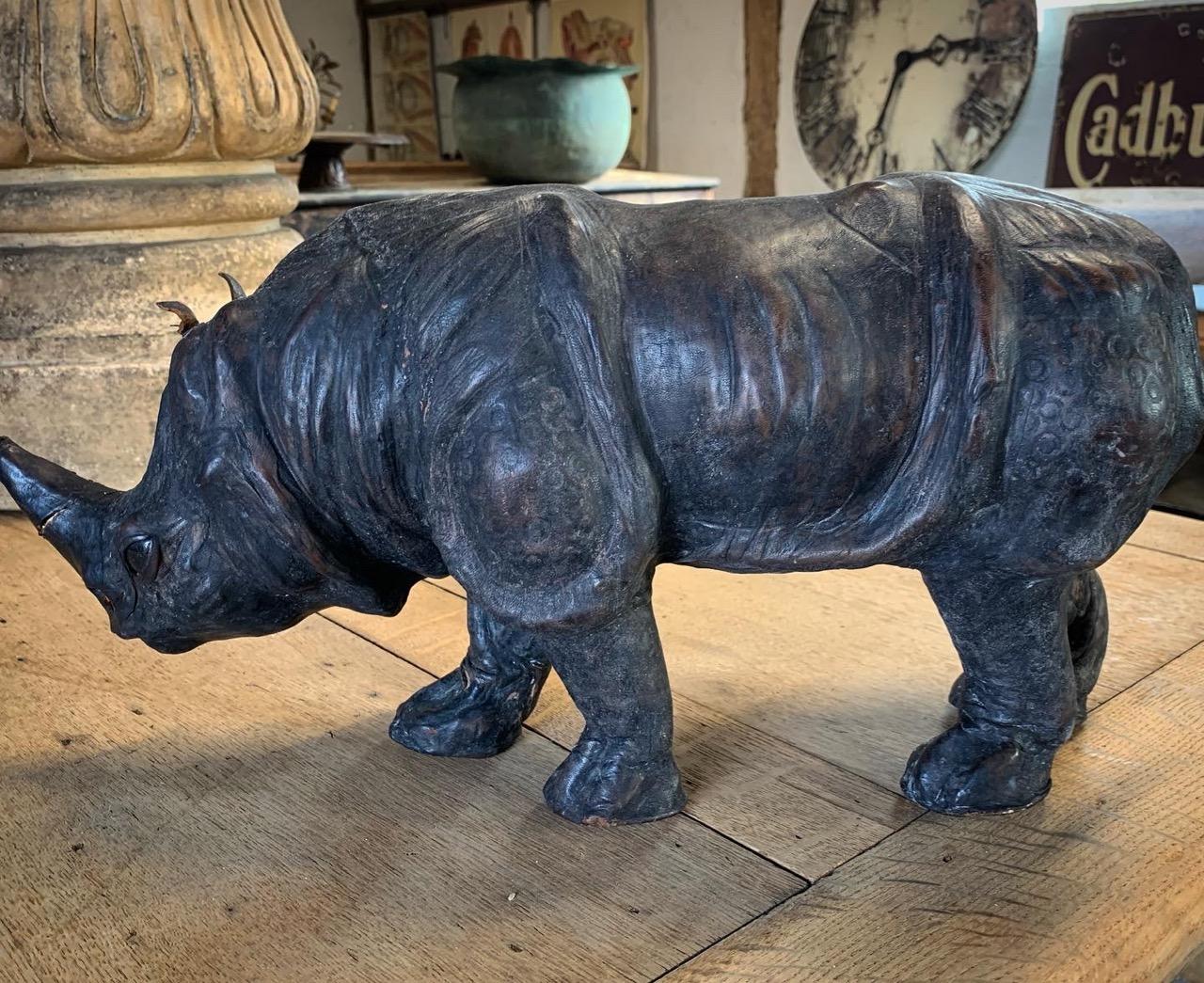 Hand-Crafted Antique Leather Rhino