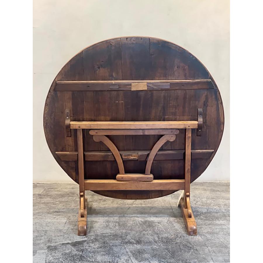 19th Century Antique Leather Round Tilt-Top Wine Table, FR-0231 For Sale