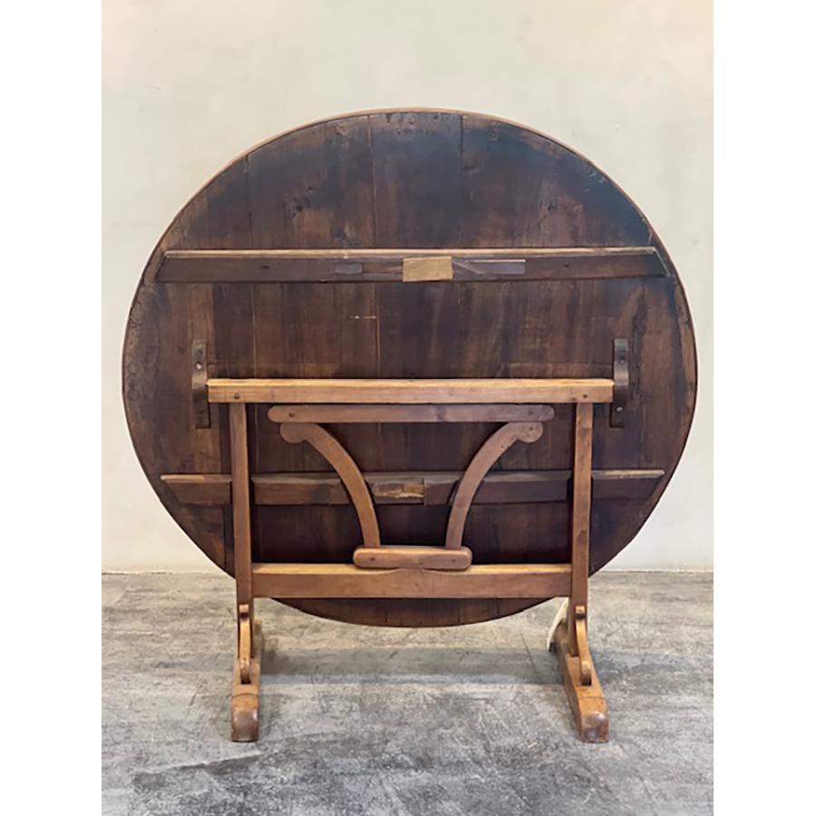 Antique Leather Round Tilt-Top Wine Table, FR-0231 For Sale 3