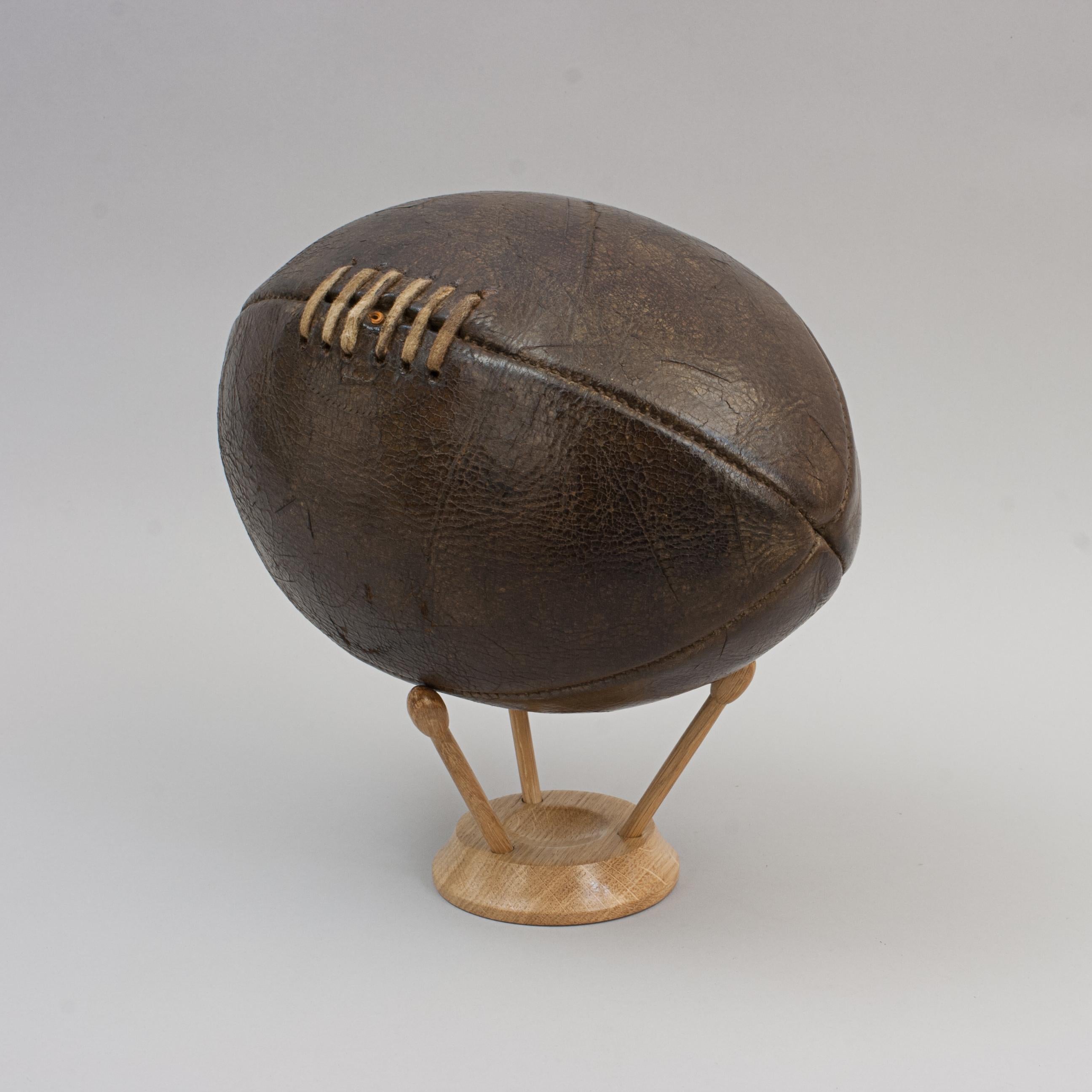 Early 20th Century Antique Leather Rugby Ball, Foot Ball.