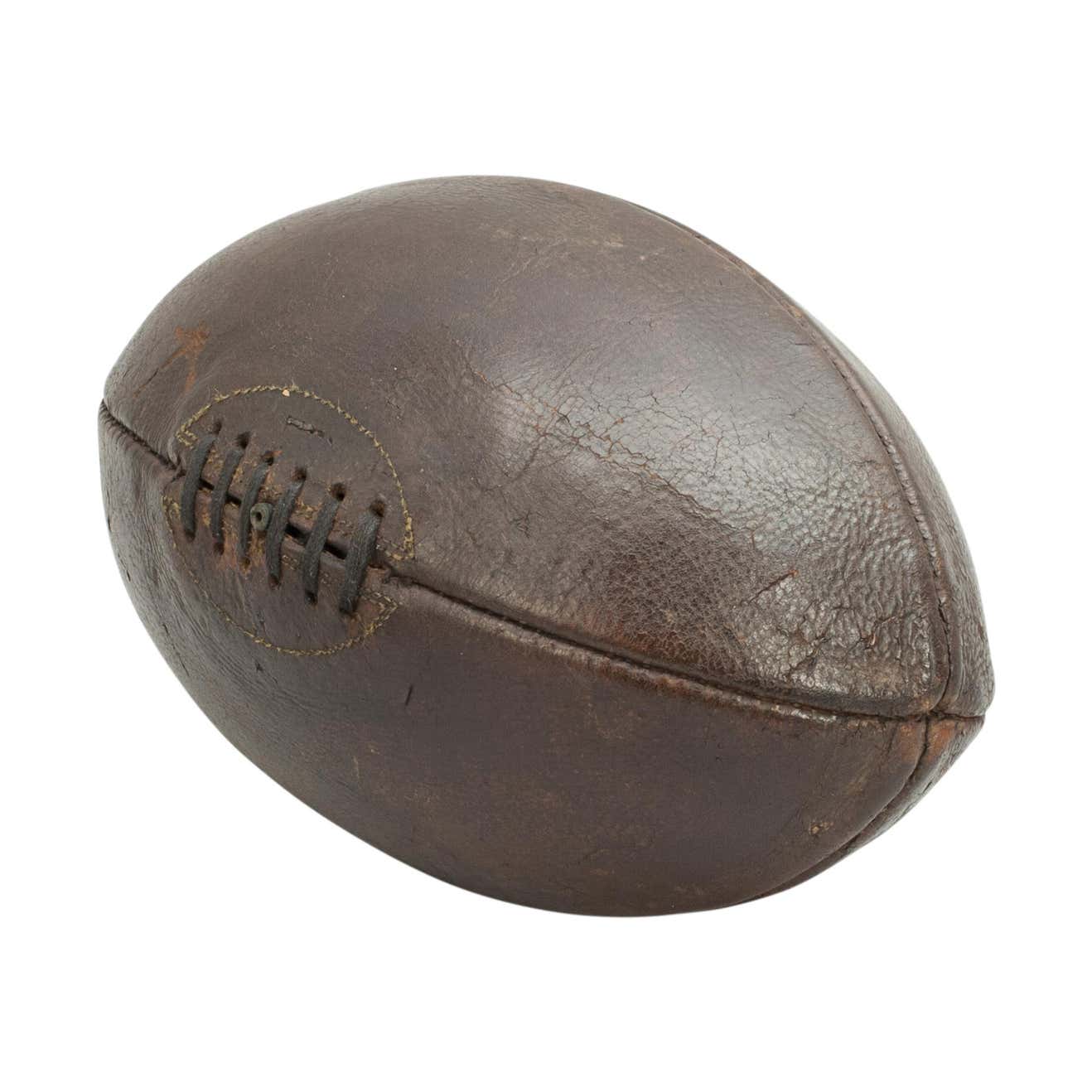 Antique Leather, Rugby Ball, Football Hand Stiched at 1stDibs