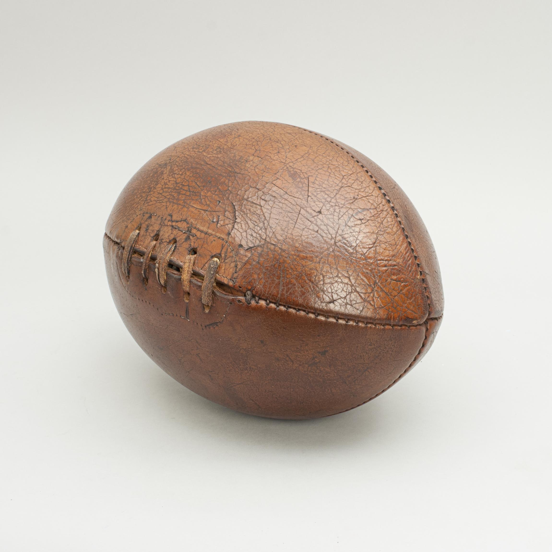 Antique Leather Rugby Ball In Good Condition In Oxfordshire, GB