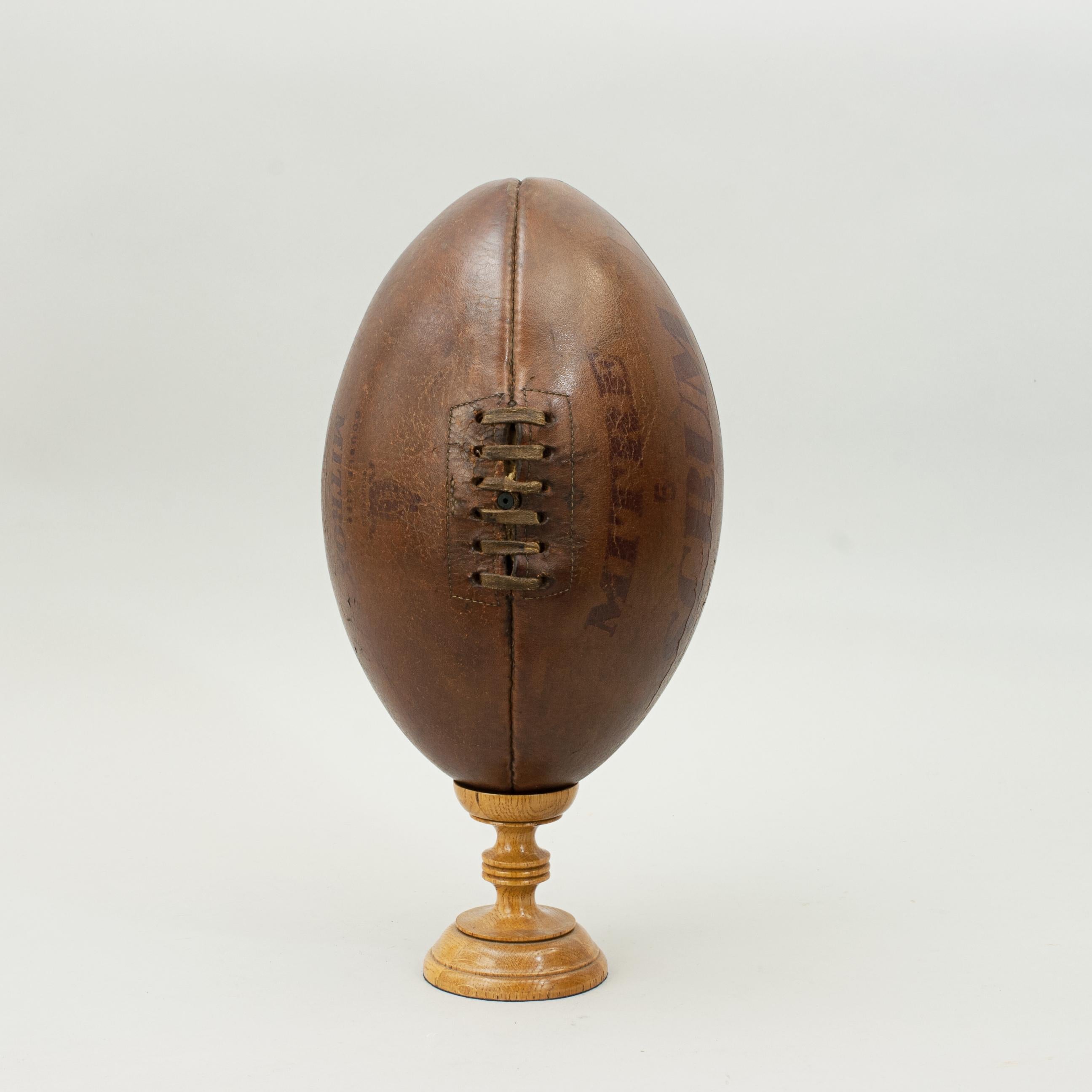 Antique Leather Rugby Ball, Mitre Scrum No. 5 In Good Condition In Oxfordshire, GB