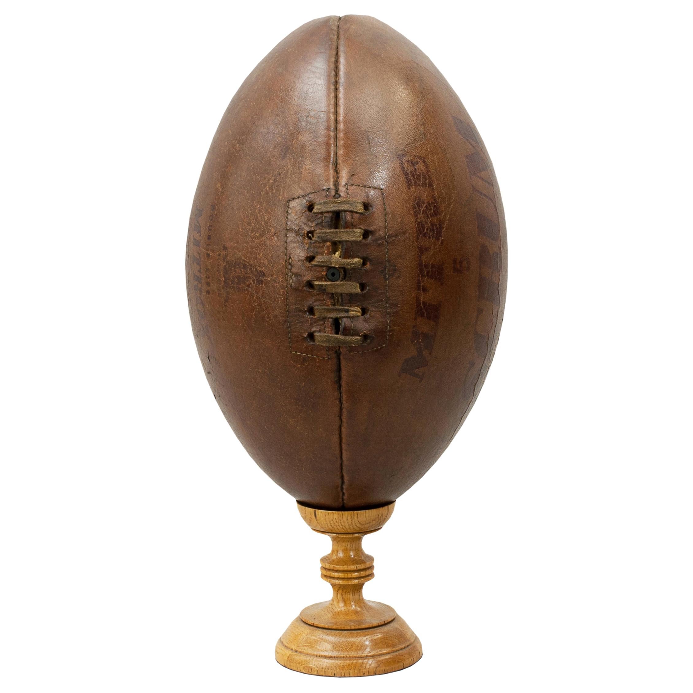 Antique Leather Rugby Ball, Mitre Scrum No. 5