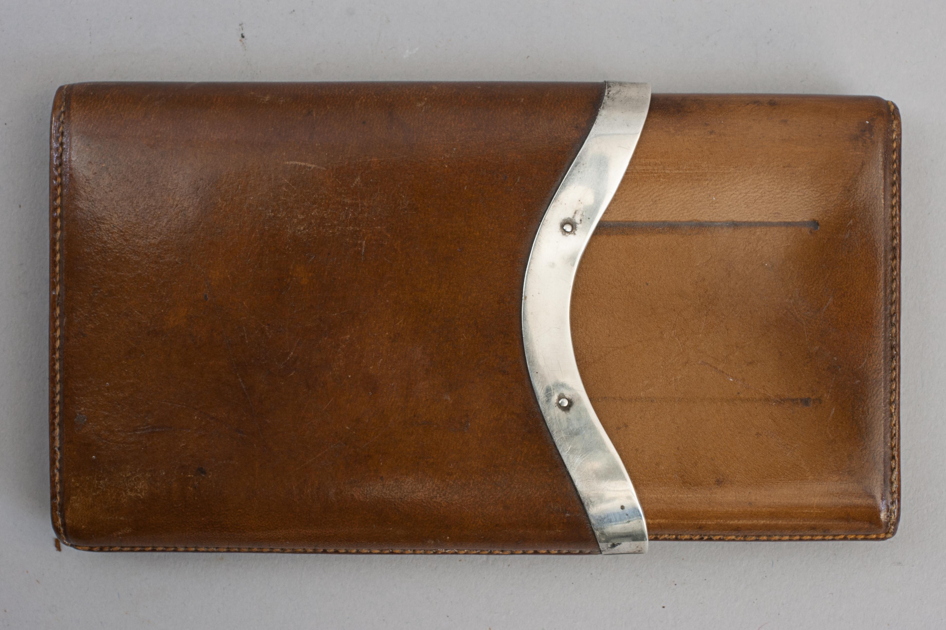 Antique Leather & Silver Cigarette Case For Sale 1