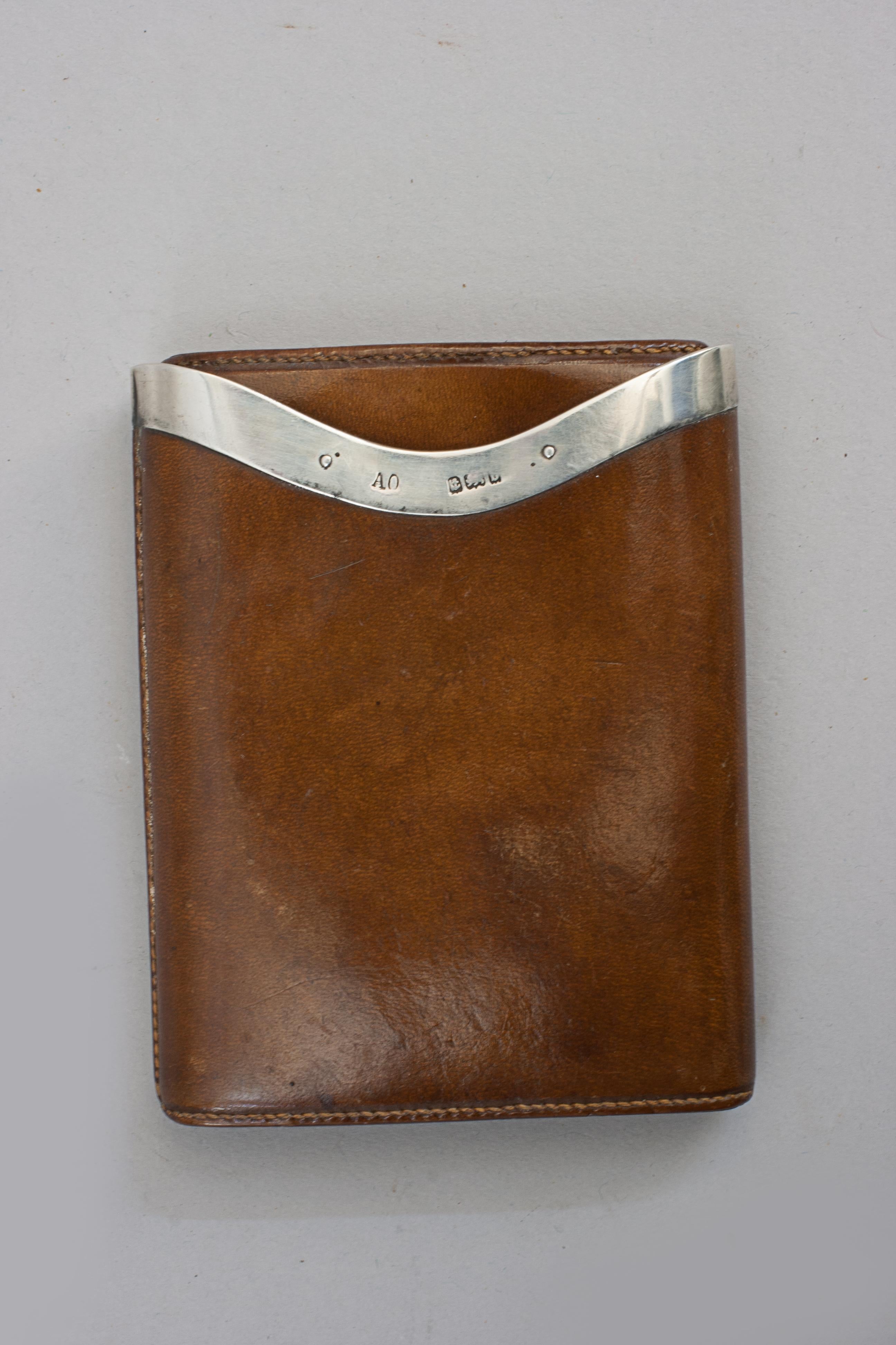 Antique Leather & Silver Cigarette Case For Sale 2