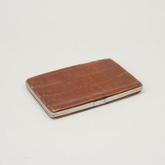 Antique Leather Skin Purse Wallet with Sivered Frame