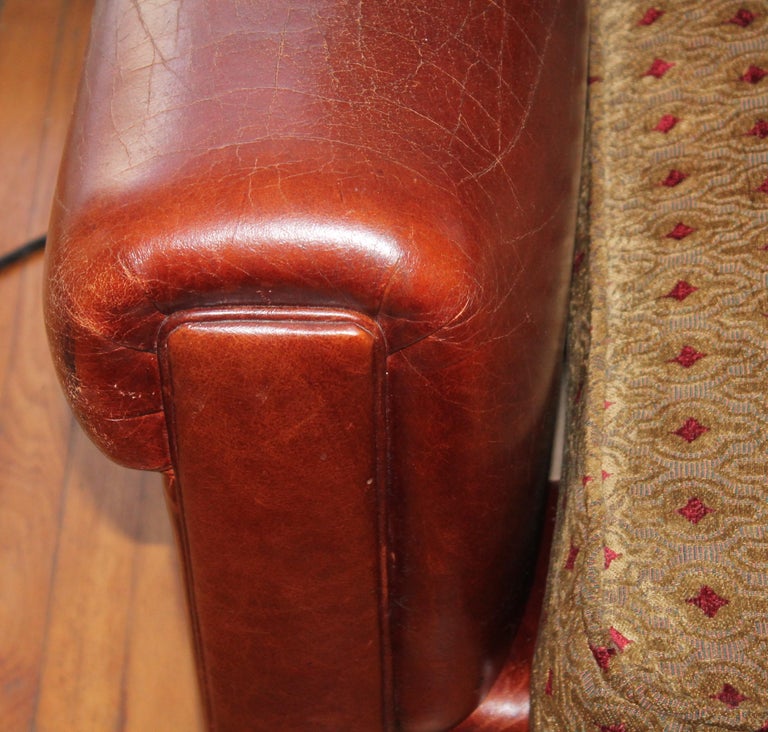 Antique Leather Sofa with CustomMade Cushion at 1stDibs